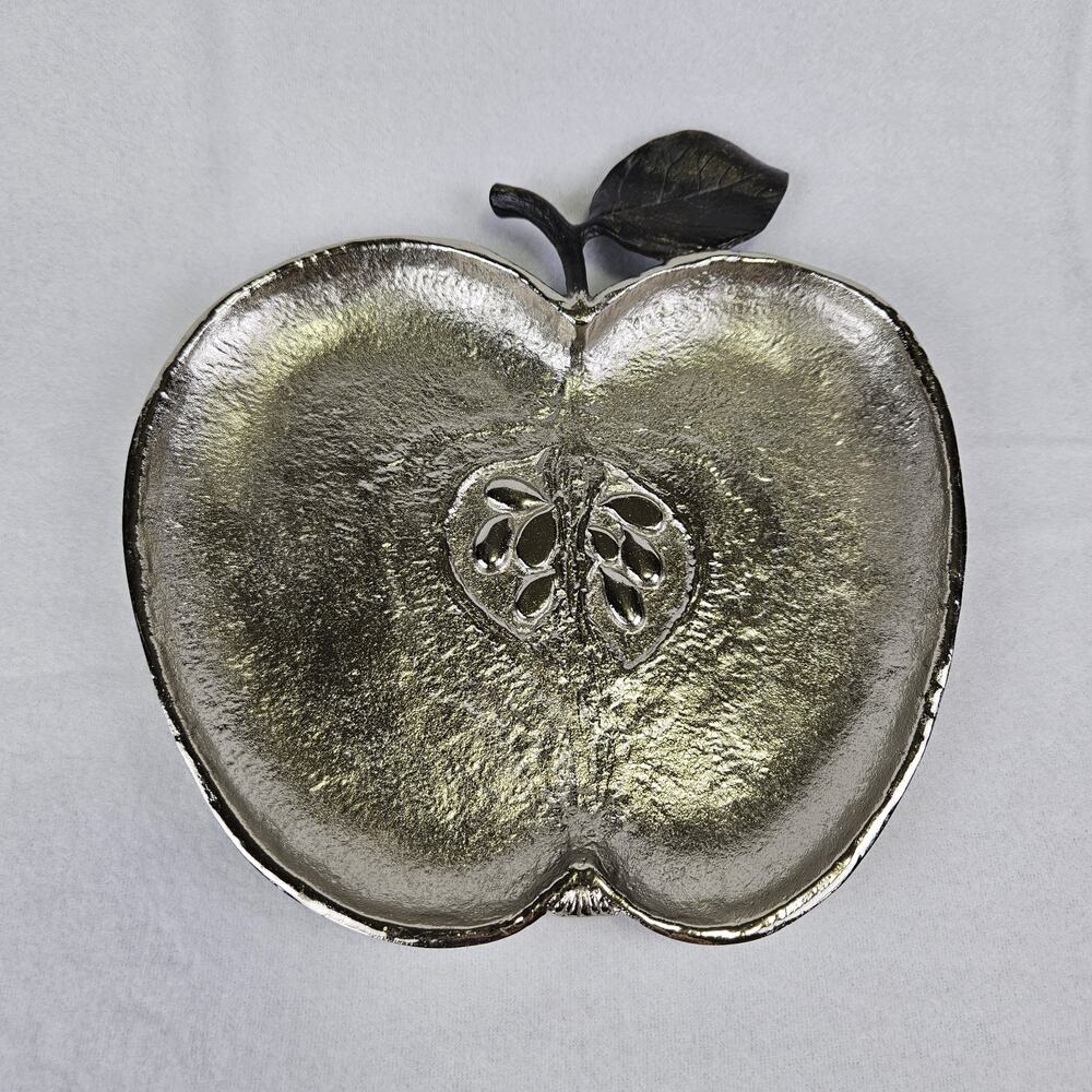 Michael Aram Apple Plate Nickelplate 10" Silver Art Home Decor Sculpture Bronze